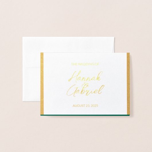 Dorée Carte de fidélité de réponse RSVP de mariage (Devant avec enveloppe)