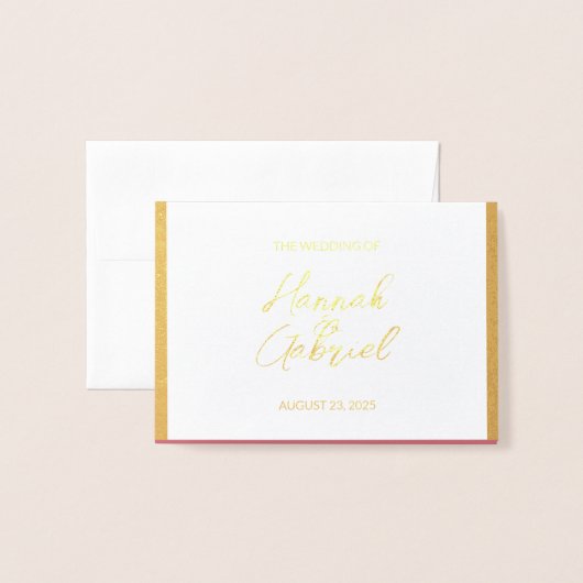 Dorée Carte de fidélité de réponse RSVP de mariage (Devant avec enveloppe)