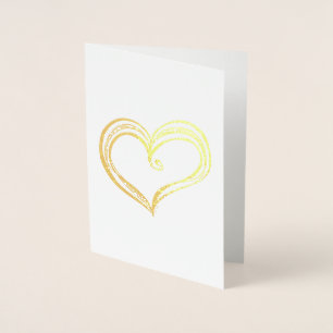 Dorée Carte de foil à croquis de cœur