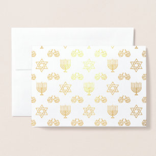 Dorée Carte de Hanukkah à motif feuille d'or pour les fê
