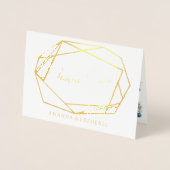 Dorée Carte de Mariage de MERCI Fleur Bleu Géométrique F (Devant)