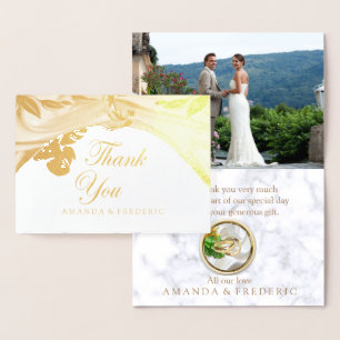 Dorée Carte de Mariage de MERCI romantique Tropical FOIL