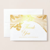 Dorée Carte de Mariage de MERCI romantique Tropical FOIL (Devant avec enveloppe)