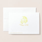 Dorée Carte de Mariage de MERCI romantique Tropical FOIL (Derrière avec enveloppe)