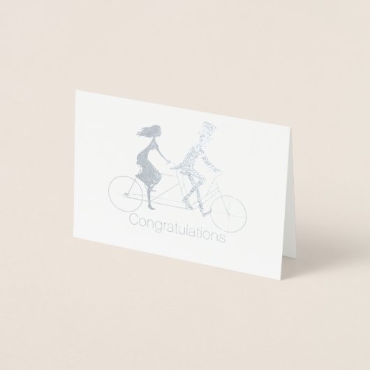 Dorée Carte de Mariage de vélo de mariée et de chambre T (Devant)