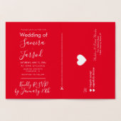 Dorée Carte de mariage et de réponse RSVP à coeur rouge (Intérieur)