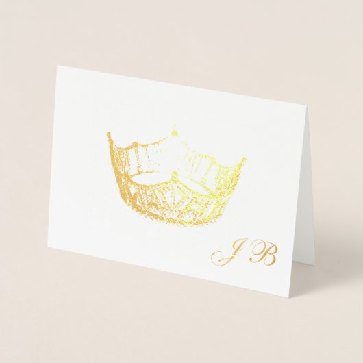 Dorée Carte de monogramme de la Couronne Gold Foil Miss (Devant)