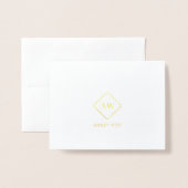Dorée Carte de monogramme / logo d'entreprise / marquage (Devant avec enveloppe)