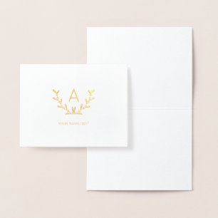 Dorée Carte de monogramme moderne, carte de logo d'entre