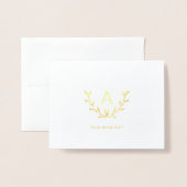 Dorée Carte de monogramme moderne, carte de logo d'entre (Devant avec enveloppe)