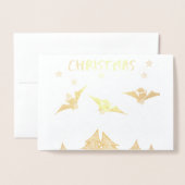 Dorée Carte de Noël à thème Goth avec des chauves-souris (Devant avec enveloppe)