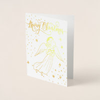 carte de Noël ange en feuille d'or Joyeux Noël