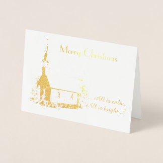Dorée Carte de Noël de l'église (huile)