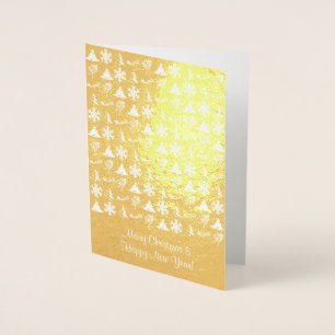 Dorée Carte de Noël en feuille d'or avec icônes de Noël