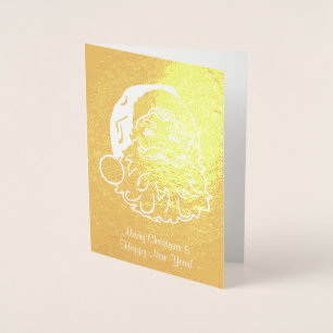Dorée Carte de Noël en feuille d'or avec Père Noël