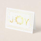 Dorée Carte de Noël en feuille d'or encadrée Joy (Devant)