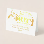 Dorée Carte de Noël Joyeuse et Mariée Mistletoe (Devant)