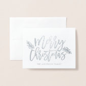 Dorée Carte de Noël Joyeuse Foil Script (Devant avec enveloppe)