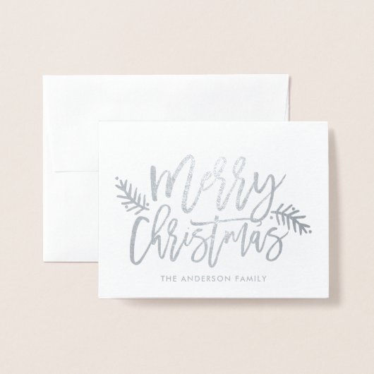 Dorée Carte de Noël Joyeuse Foil Script (Devant avec enveloppe)