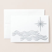 DORÉE CARTE DE NOËL MODERNE EN ARGENT CÔTIER PHOTO DE PL (Devant avec enveloppe)