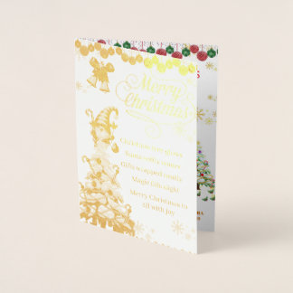 Dorée Carte de Noël Père Noël en feuille d'aluminium