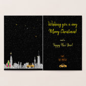 Dorée Carte de Noël Soirée Silencieuse Carol Feuille de  (Intérieur)