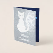 Dorée Carte de Noël White Cat Foil (Devant)