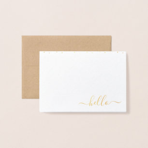 Dorée Carte de note de fond blanc Hello
