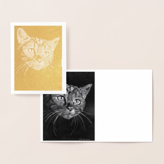 Dorée Carte de note d'huile d'huile d'olive Face Cat (Affichage)