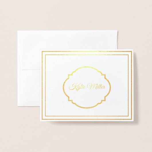 Dorée Carte de note Foil Nom personnalisé (Devant avec enveloppe)