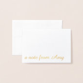 Dorée Carte de note personnalisée Gold Foil (Devant avec enveloppe)