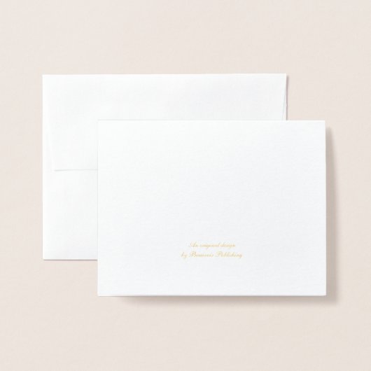 Dorée Carte de note pliée feuille or Fleur-de-Lis (Derrière avec enveloppe)