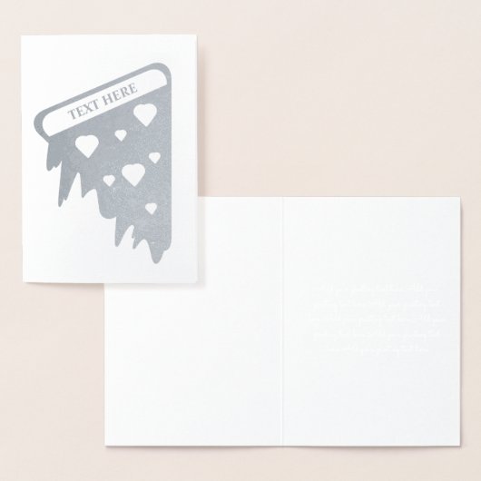 Dorée Carte de Pizza Gris Argent Saint-Valentin (Affichage)