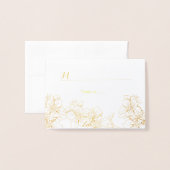 Dorée Carte de place de fleurs de feuille d'or | carte e (Devant avec enveloppe)