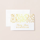 Dorée Carte de place de siège client Gold Falling Confet (Devant avec enveloppe)