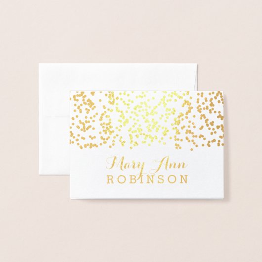 Dorée Carte de place de siège client Gold Falling Confet (Devant avec enveloppe)