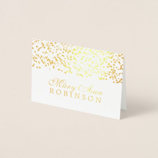 Dorée Carte de place d'invité Gold Foil Confetti (Devant)