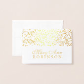 Dorée Carte de place d'invité Gold Foil Confetti (Devant avec enveloppe)