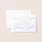 Dorée Carte de proposition pour fille à fleurs élégante (Devant avec enveloppe)