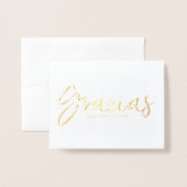 Dorée Carte de remerciement de mariage chic script Graci (Devant avec enveloppe)
