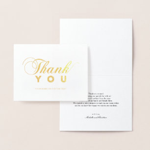 Dorée Carte de remerciement en feuille d'or à typographi