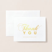 Dorée Carte de remerciement en feuille d'or à typographi (Devant avec enveloppe)