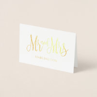 Carte de remerciement Mr et Mrs or. Mariage classi
