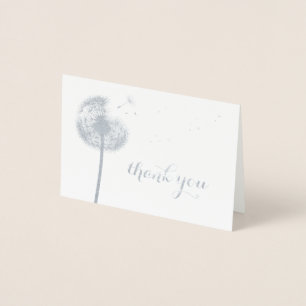 Dorée Carte de remerciements Dandelion à huile d'argent