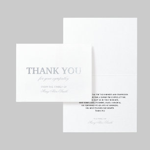 Dorée Carte de remerciements de luxe Sympathy Silver Foi