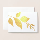 Dorée Carte de remerciements funéraire botanique (Devant avec enveloppe)