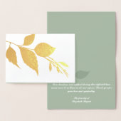 Dorée Carte de remerciements funéraire botanique (Affichage)