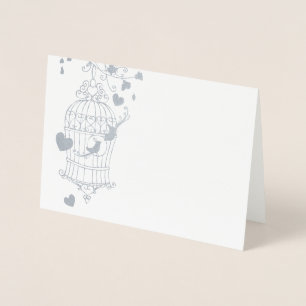 Dorée Carte de remerciements mariage en en argent et en