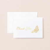 Dorée Carte de remerciements papillon (Devant avec enveloppe)