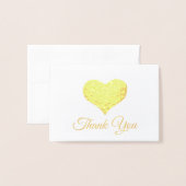 Dorée Carte de remerciements photo du Mariage du coeur d (Devant avec enveloppe)